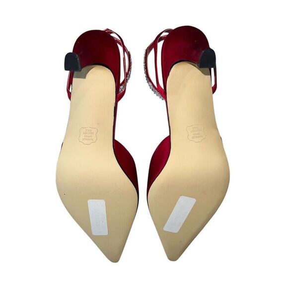 Capparos Red Silk Zonk Pointed stone Heel with Beaded Ankle Strap Wmn Sz 10 READ - Picture 9 of 13
